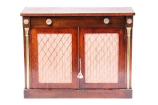 A 19th century and later mahogany and rosewood, chiffonier with a single frieze drawer above a