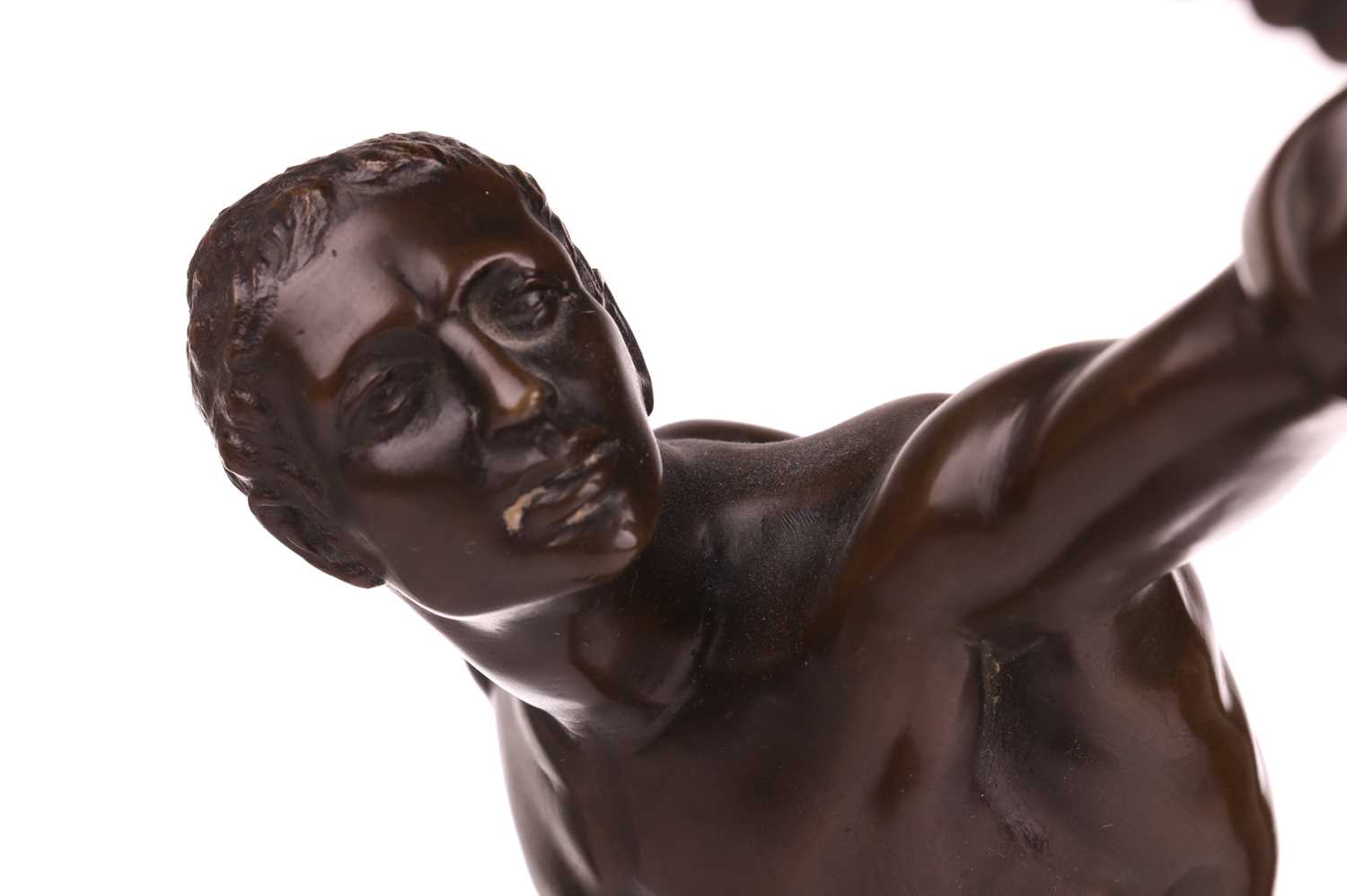 After Rudolf Marcuse (1878-1930) German, Borghesian fencer, 20th-century bronze on a marble plinth,  - Image 2 of 6