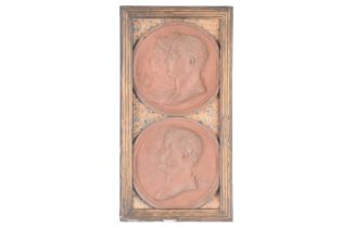 After Bertrand Andrieu (1761-1822) French, a pair of lead bronzed medallions of Napoleon, each marke