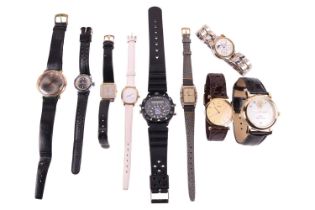 A collection of nine wristwatches, featuring a, Romanel Datostan with a 37mm and hand-wound