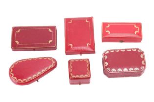 A collection of six empty Cartier leather boxes. (6)