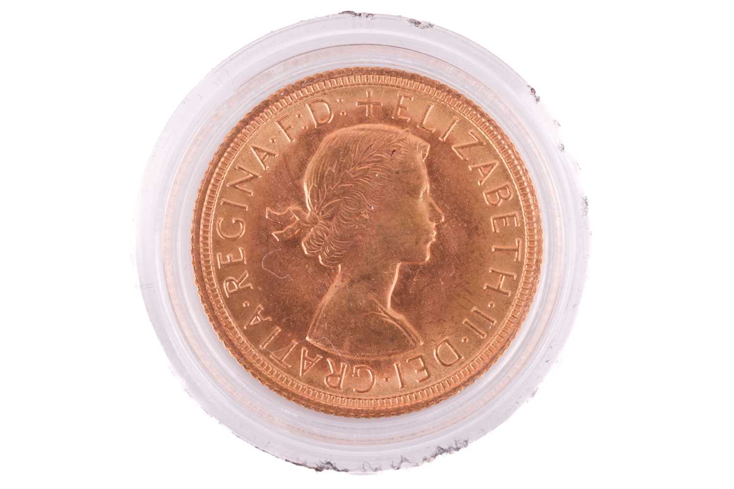 A 1966 Elizabeth II Full-Sovereign with a plastic case, circulated. - Image 2 of 2