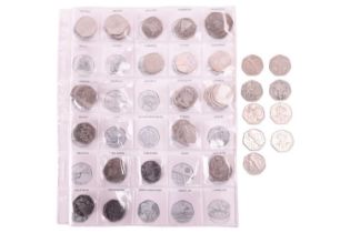 A collection of 50 pence coins; including an incomplete set of 2012 London Olympic Games coins, five