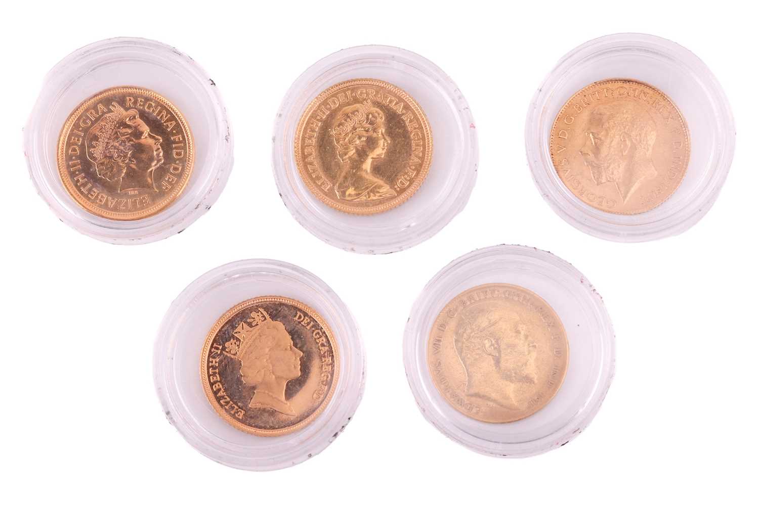 A collection of five Half-sovereigns featuring a, 1982 Elizabeth II Half Sovereign 1998 Elizabeth II - Image 2 of 2