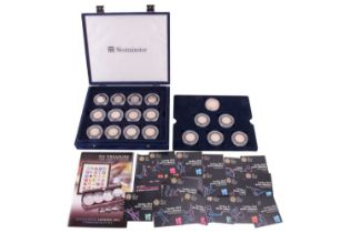 A complete London 2012 Olympic 50p and £5 coin collection, encapsulated, with display case,