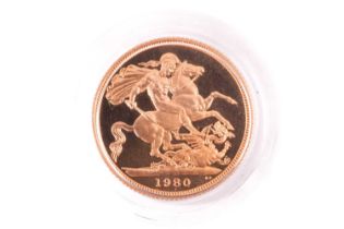 A 1980 Elizabeth II full-proof sovereign in case.