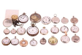 A large collection of pocket watches for repair and restoration including thirteen silver cased