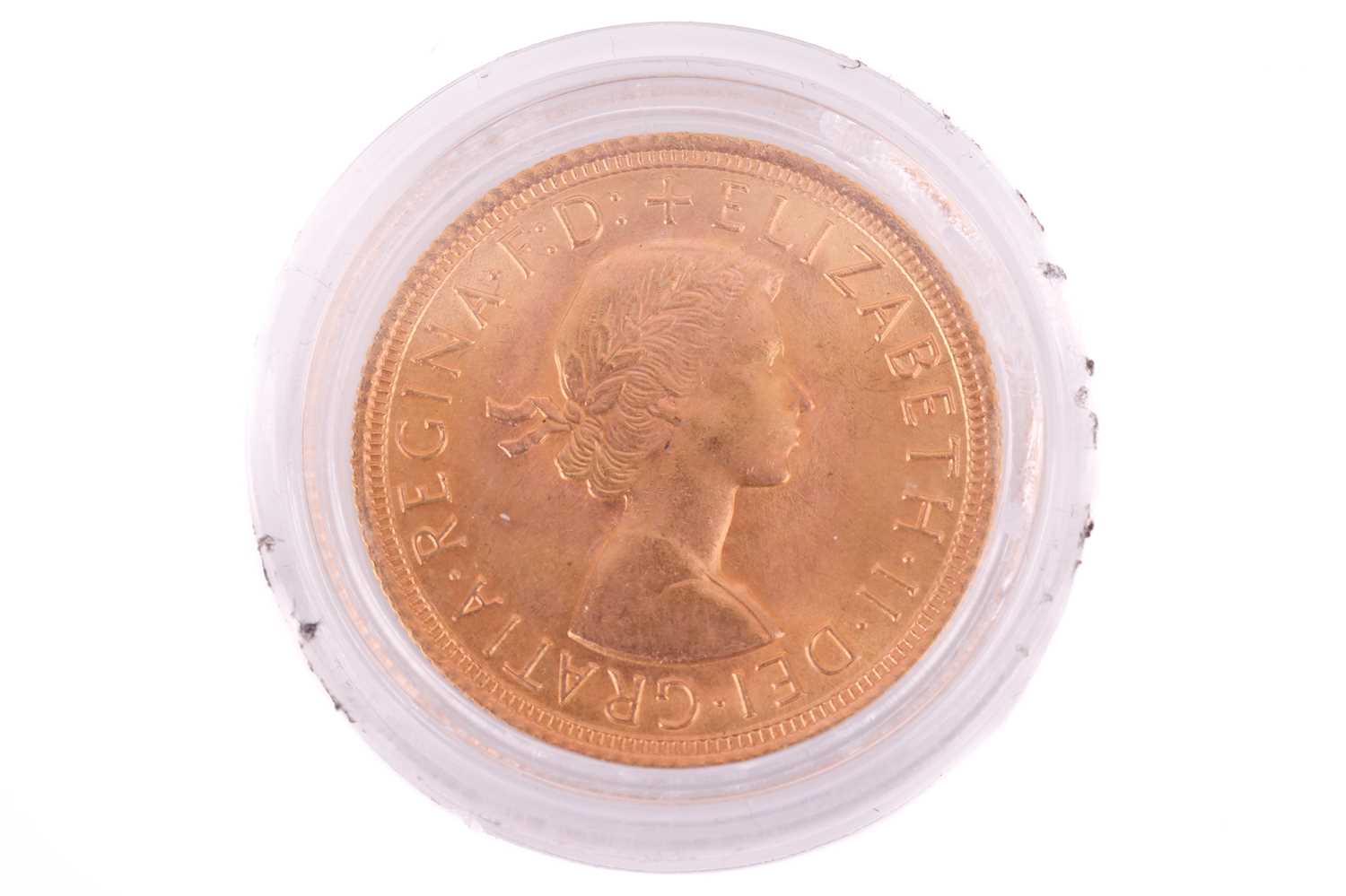 A 1966 Elizabeth II Full-Sovereign with a plastic case, circulated. - Image 2 of 2