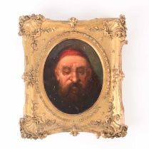 D.R. Stuart (19th century), Portrait of a Cardinal looking down, signed, oil on panel, 17.5 x 14