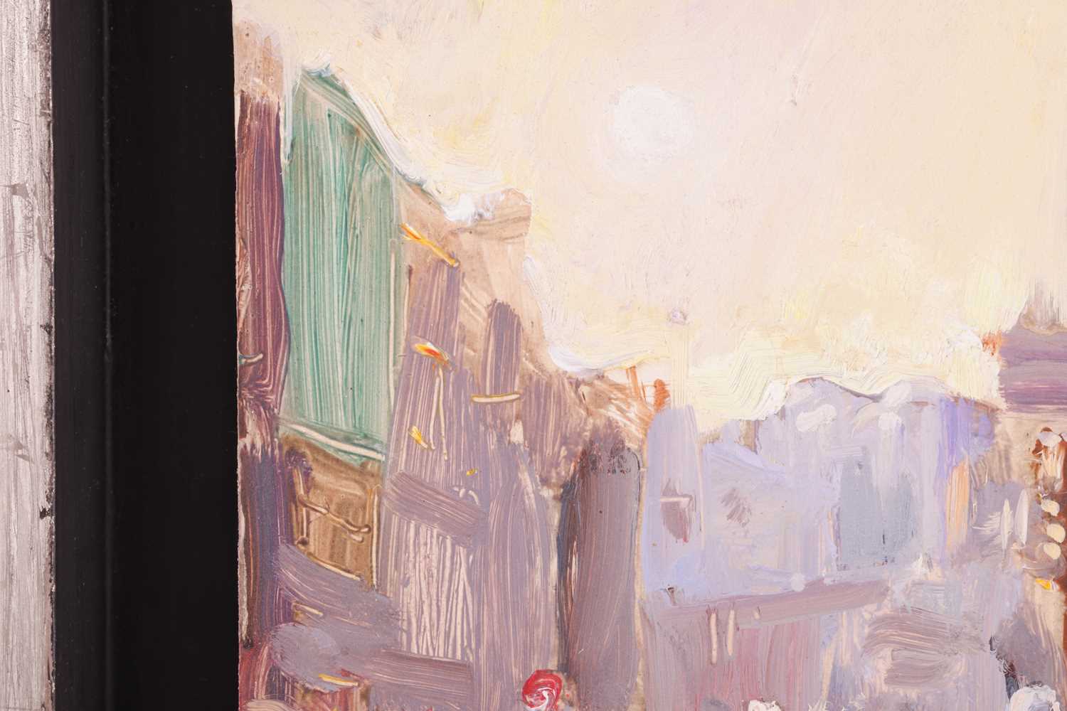 Nick Botting (1963-2005), Street scene, signed, oil on panel, image 23.5 cm x 17 cm, framed 29 cm x  - Image 3 of 6