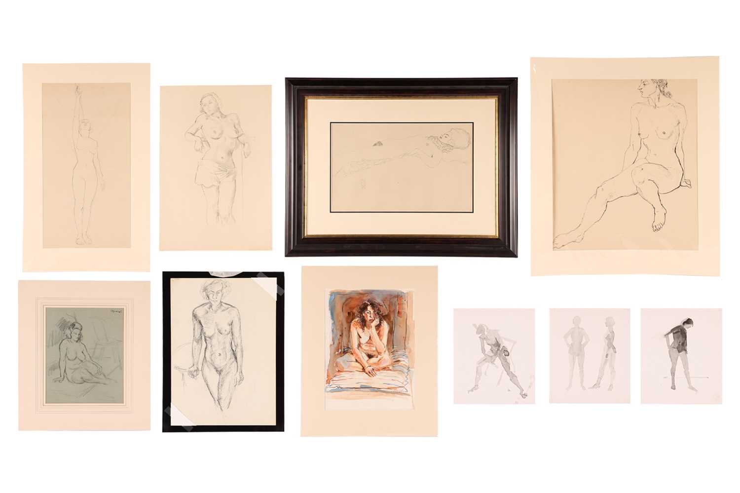 Clifford Hall (1904 - 1973), Study of a seated female nude, signed 'Clifford Hall' in pen (top right