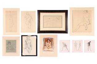 Clifford Hall (1904 - 1973), Study of a seated female nude, signed 'Clifford Hall' in pen (top