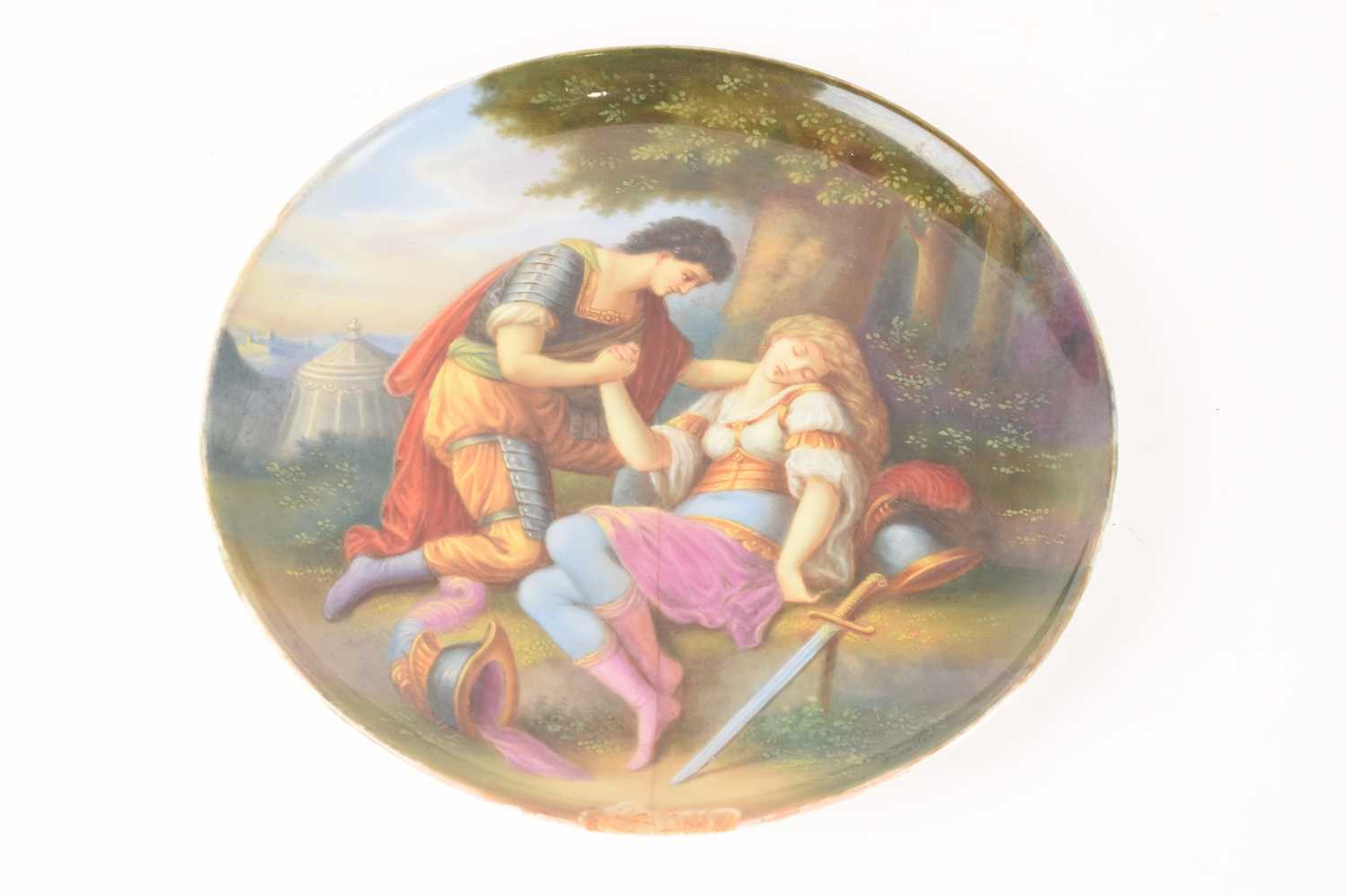 A pair of Royal Vienna-style porcelain cabinet plates, one depicting Tancredi and Clorinda and the o - Image 8 of 15