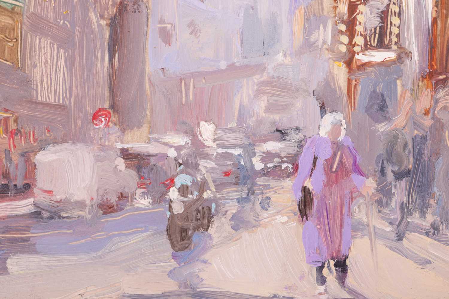 Nick Botting (1963-2005), Street scene, signed, oil on panel, image 23.5 cm x 17 cm, framed 29 cm x  - Image 4 of 6