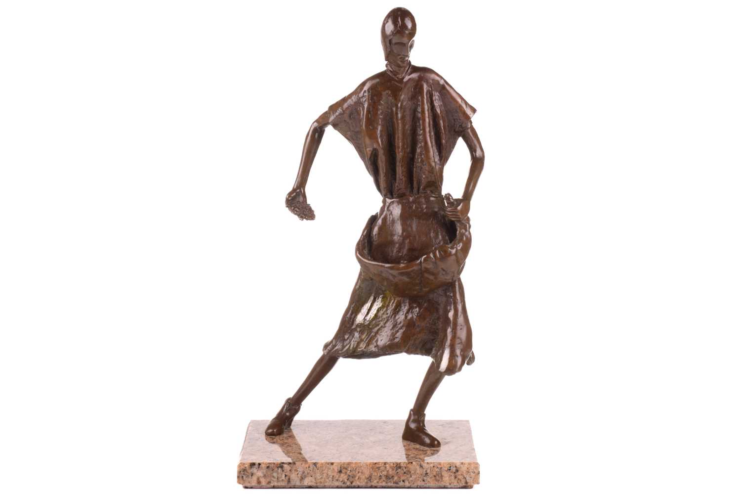 Late 20th century British School, The Sower, indistinctly signed, numbered 7/7, bronze figure on a m