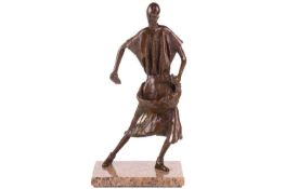 Late 20th century British School, The Sower, indistinctly signed, numbered 7/7, bronze figure on a m
