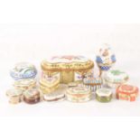 A collection of enamel and porcelain trinket boxes from Limoges, Crummles and more (14)