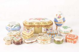 A collection of enamel and porcelain trinket boxes from Limoges, Crummles and more (14)