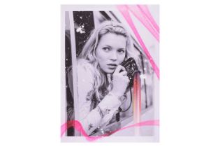 Padame One (b.1991), Kate Moss, signed in pencil, mixed media, 69.5 x 50 cm, unframed