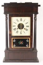 A 19th-century Chauncy Jerome 'New York Style' four-columned wall clock, 40.5 cm wide x 12 cm deep x