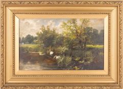 Joseph Langsdale Pickering (1845-1912), ‘Study of the Thames near Richmond’, oil on canvas, 23.5 cm 