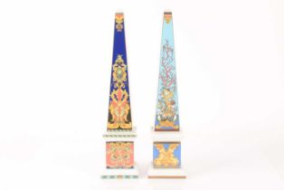 Two porcelain obelisks by Rosenthal for Versace titled Le Roi Soleil and Les Trésors de la Mer,