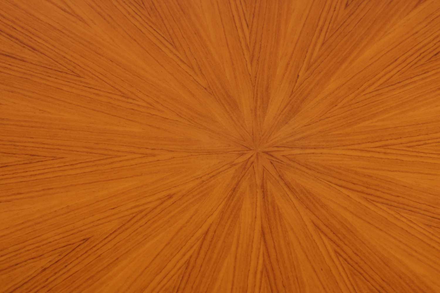 A 20th century Italian, circular tulip-wood effect breakfast table, with a segmented top, on a turne - Image 5 of 10