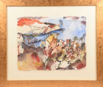 20th century, Mediterranean coastal view, indistinctly signed in pencil (bottom right), watercolour 