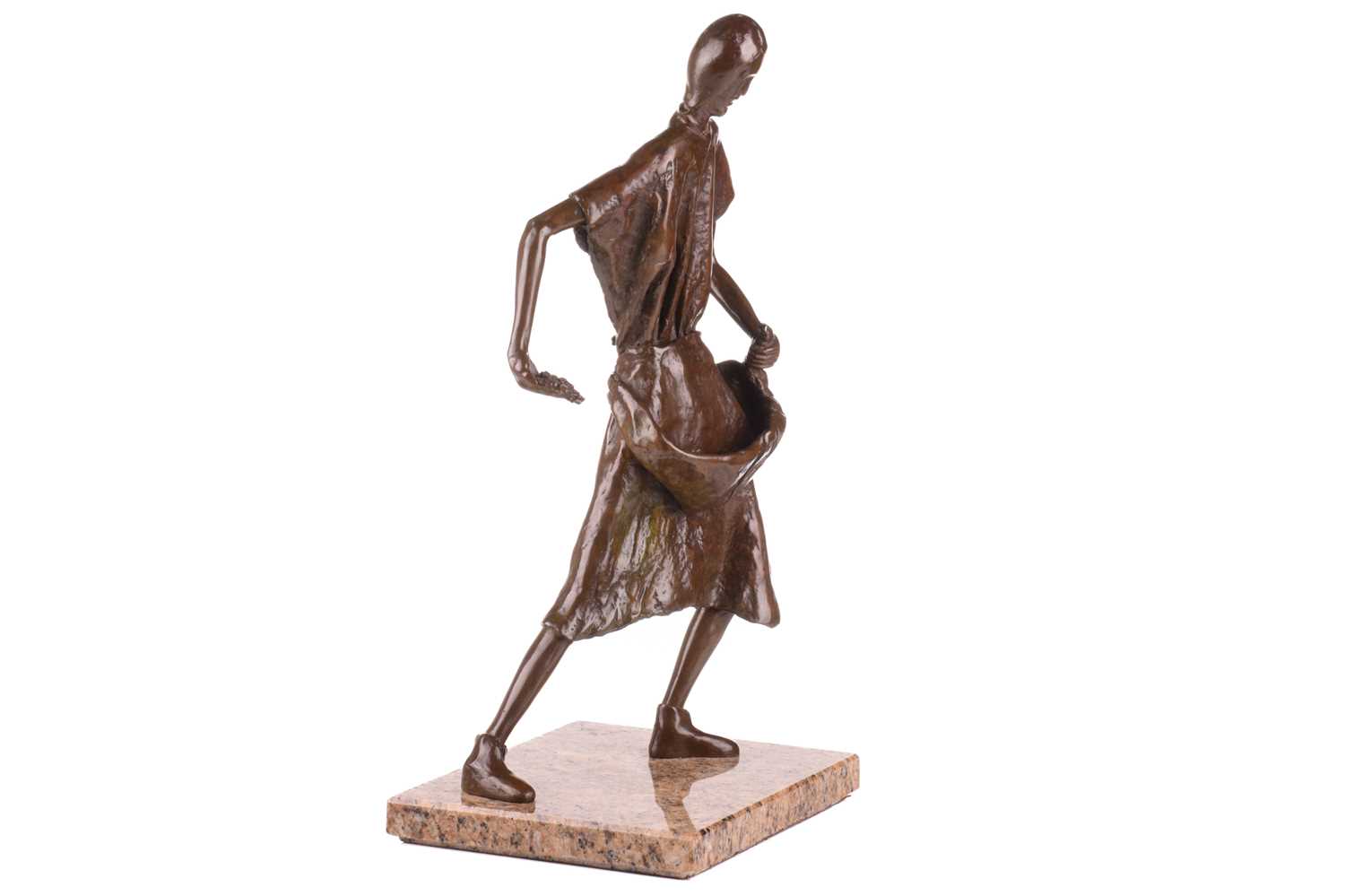 Late 20th century British School, The Sower, indistinctly signed, numbered 7/7, bronze figure on a m - Image 5 of 6