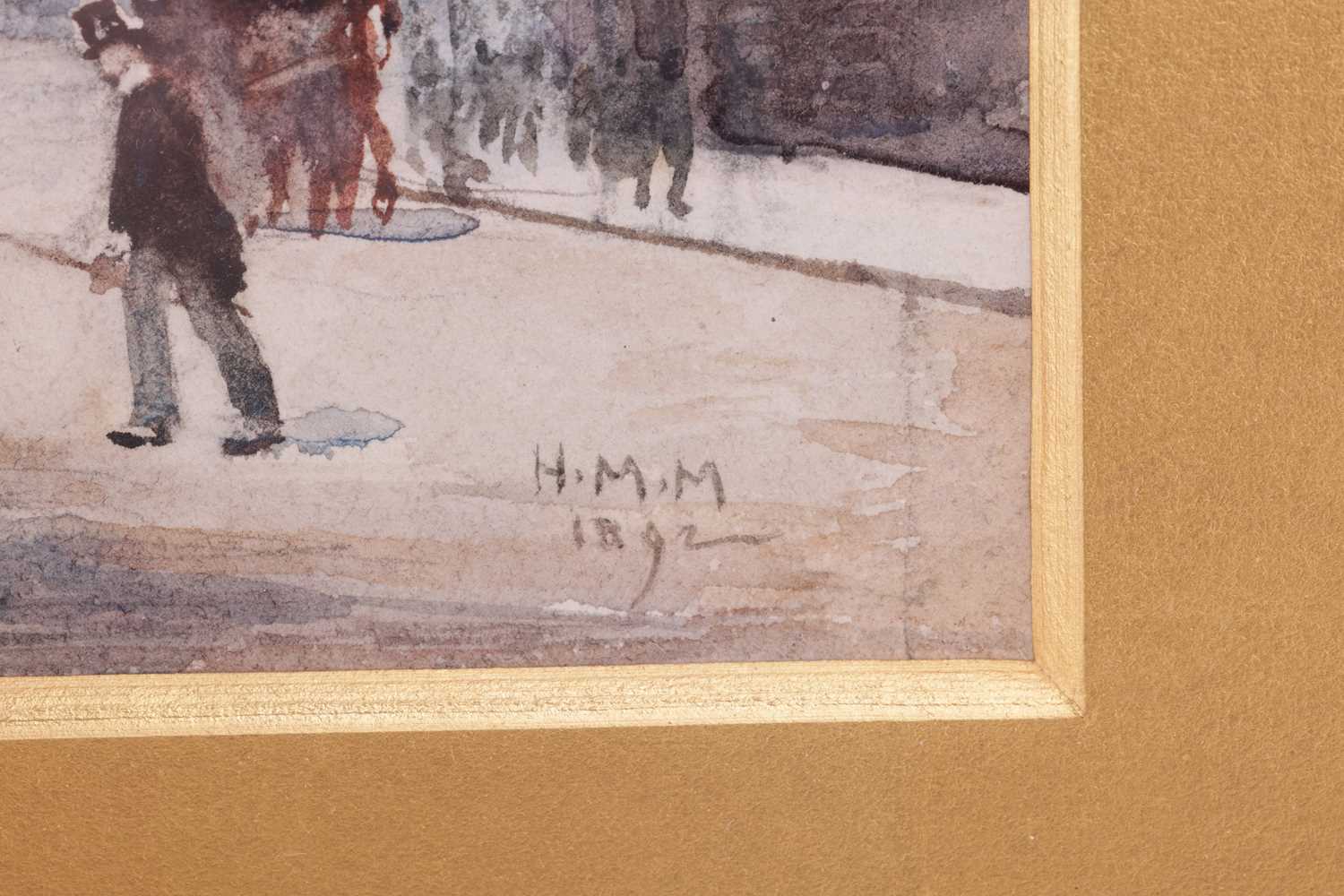 Herbert Menzies Marshall (1841-1913), London street scene, watercolour, monogram to lower right corn - Image 7 of 25