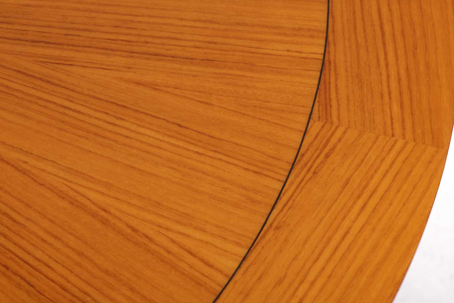 A 20th century Italian, circular tulip-wood effect breakfast table, with a segmented top, on a turne - Image 3 of 10