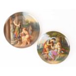 A pair of Royal Vienna-style porcelain cabinet plates, one depicting Tancredi and Clorinda and the o