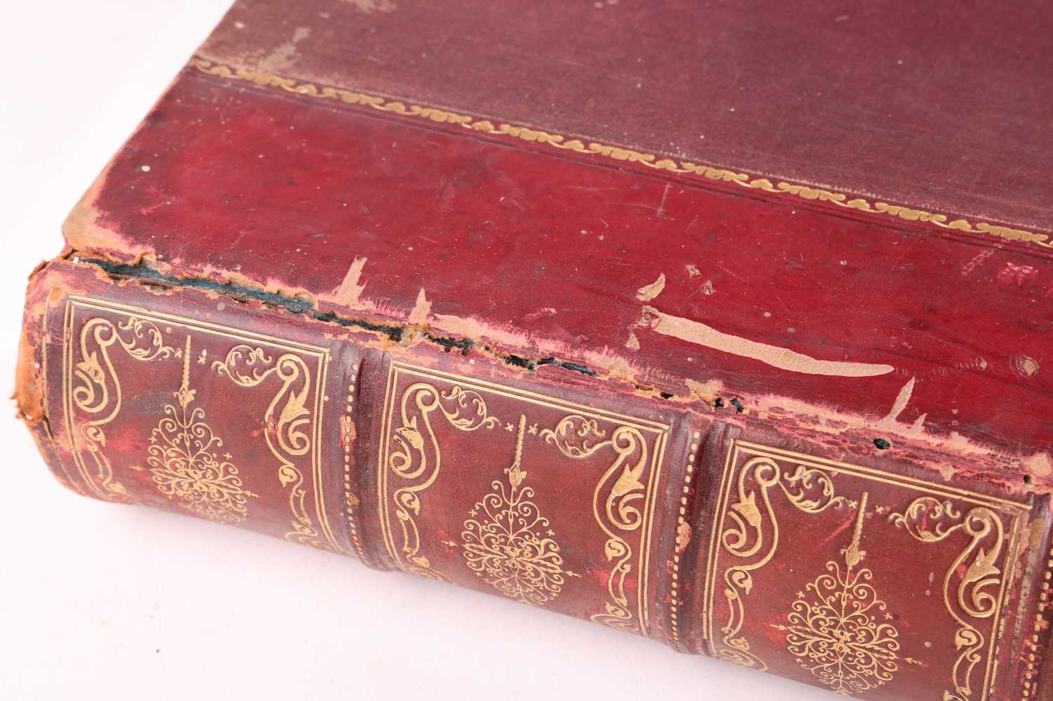 A large 19th-century leather-bound scrap album, gilt-tooled spine, containing numerous colour prints - Image 9 of 9
