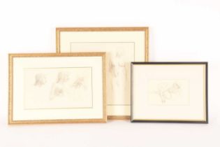 Ella M Johnson (20th Century), Two studies of a female nude, unsigned, pencil, 26 x 27 cm, framed an