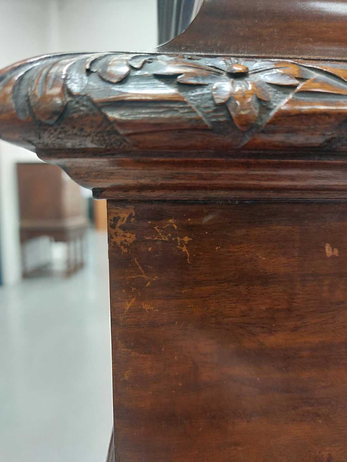 An Edwardian mahogany square section pedestal of Neo-Classical form with decorative carved and mould - Image 6 of 16