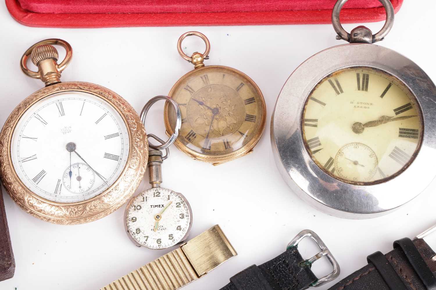 A mixed collection including a silver double Albert, an 18k Swiss lady's fob watch, a gentlemen's si - Bild 7 aus 10