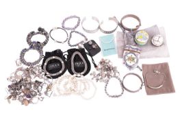 A quantity of jewellery to include a diamond set bracelet in white metal testing as 18ct, various pa