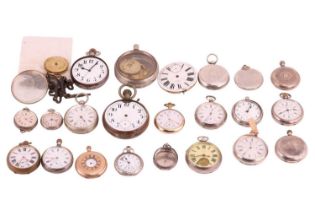 A large collection of pocket watches for repair and restoration including thirteen silver cased fob 