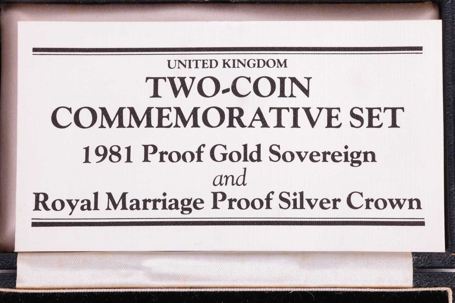 A Royal Mint Two-coin commemorative proof set, 1981, comprising a gold-proof sovereign and a Royal M - Image 5 of 5