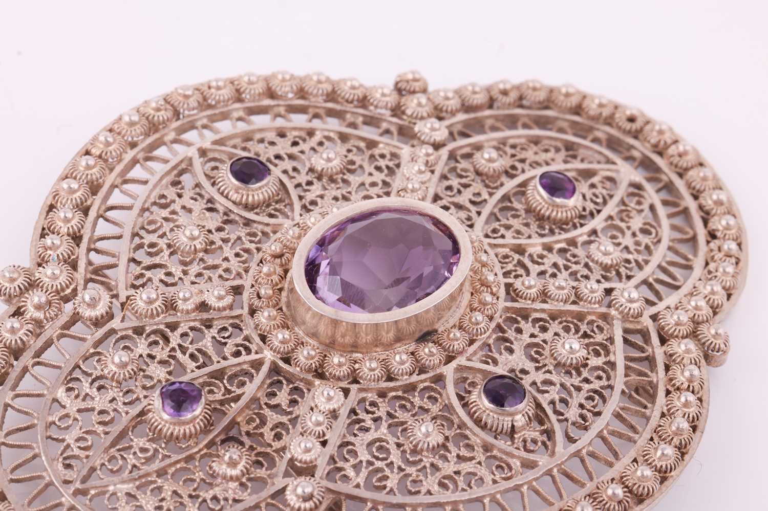 Two gem-set buckles; the first buckle of quatrefoil form, decorated with openwork filigree design an - Image 4 of 5