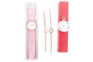 Four watches comprising a 9ct gold Accurist ladies manual wind wristwatch, a 9ct gold Timor ladies m