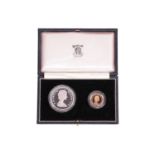 A Royal Mint Two-coin commemorative proof set, 1981, comprising a gold-proof sovereign and a Royal M