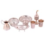 A small collection of white metal items; to include a silver salt cellar by Hamilton &amp; Inches, E