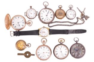 A Longines Admiral mechanical wristwatch, 8-pocket watches and a chain with key.Featuring:A Longines