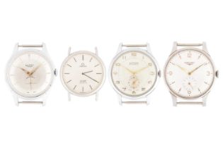 A collection of four watches including an Omega De Ville quartz with a 33mm case and an off-white di