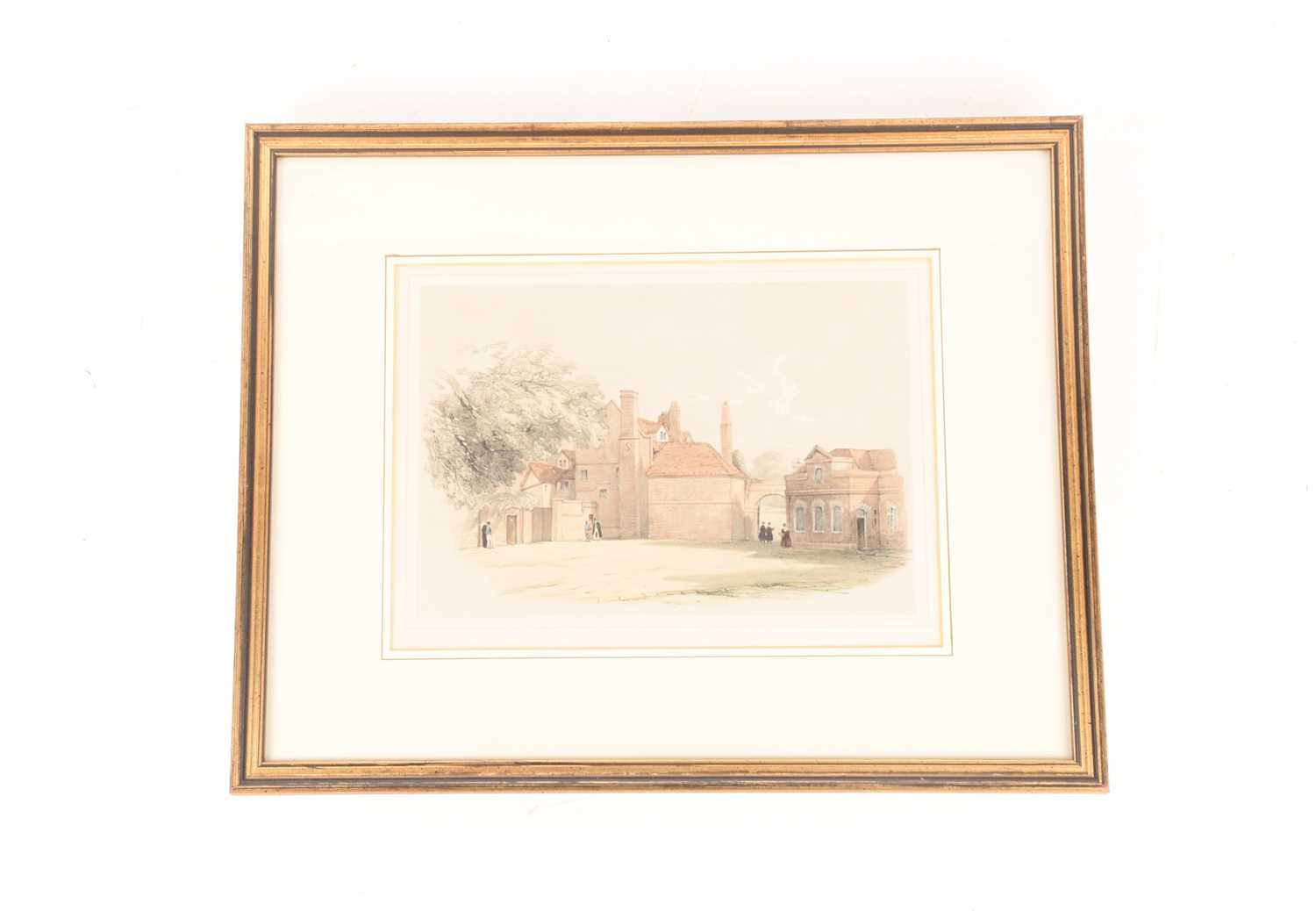 A collection of six decorative watercolours, oil and prints comprising two scenes of Eton College, a - Image 4 of 31