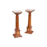 A pair of 20th century marble effect gallery-topped Louis XVI style pedestals, gilt metal mounts thr