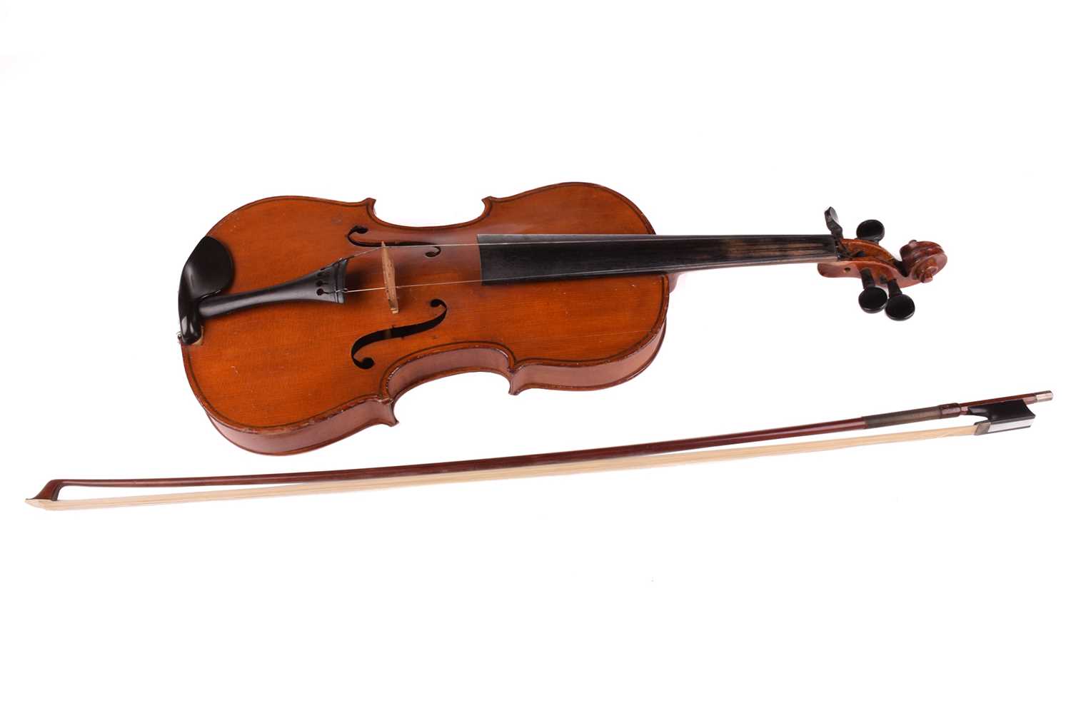 A Violin and bow in accompanying fitted case, violin measuring 59 cm. Ivory certification reference  - Image 5 of 22
