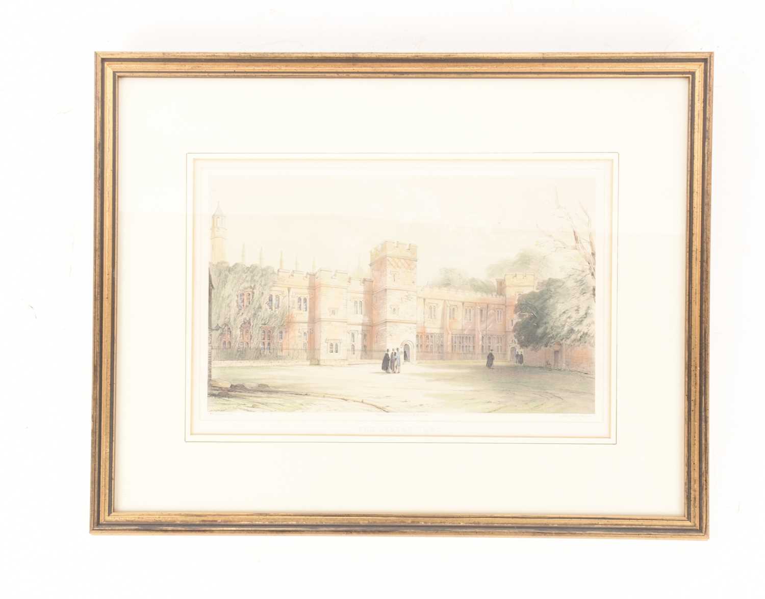 A collection of six decorative watercolours, oil and prints comprising two scenes of Eton College, a - Image 2 of 31