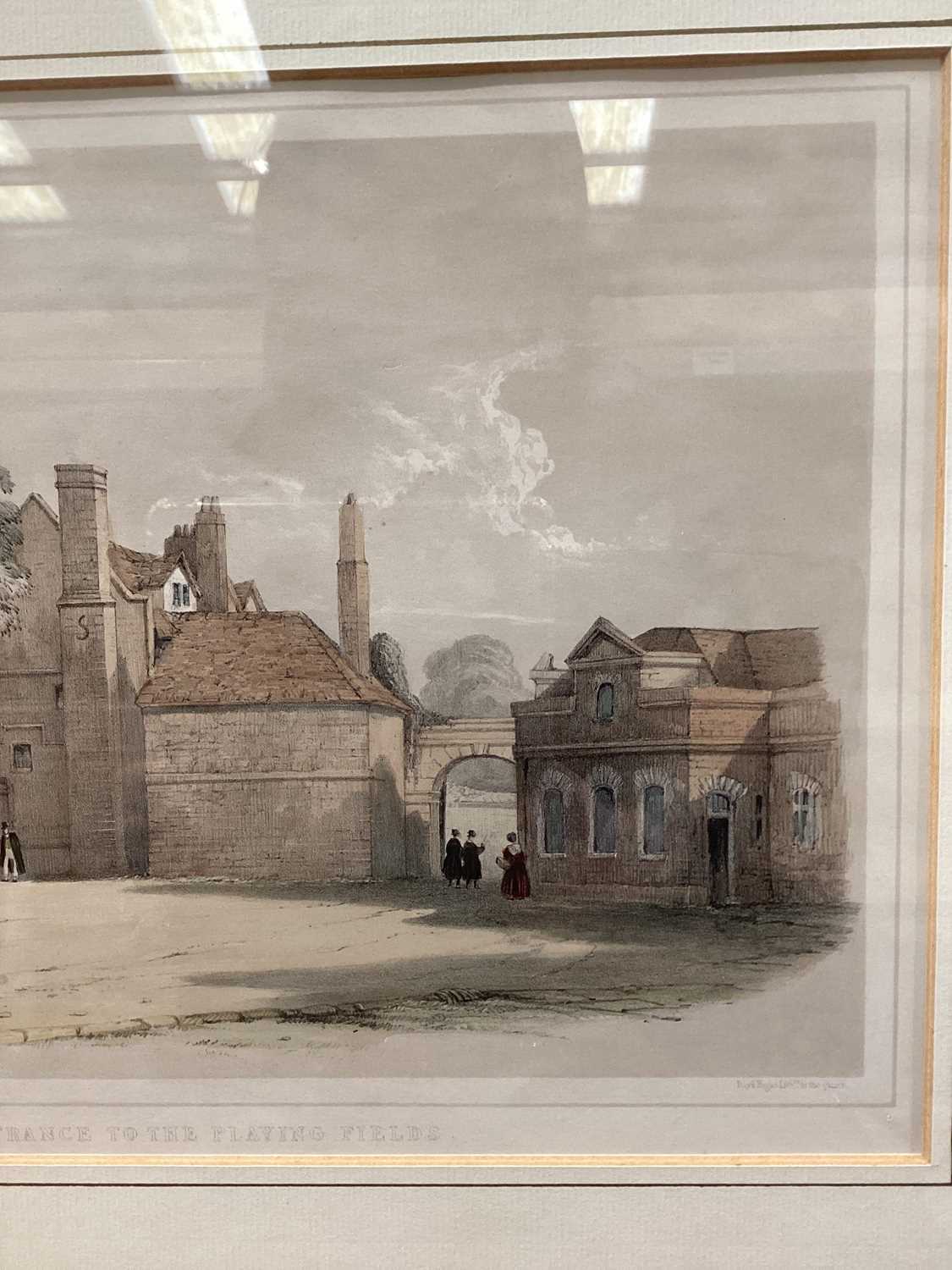 A collection of six decorative watercolours, oil and prints comprising two scenes of Eton College, a - Image 18 of 31